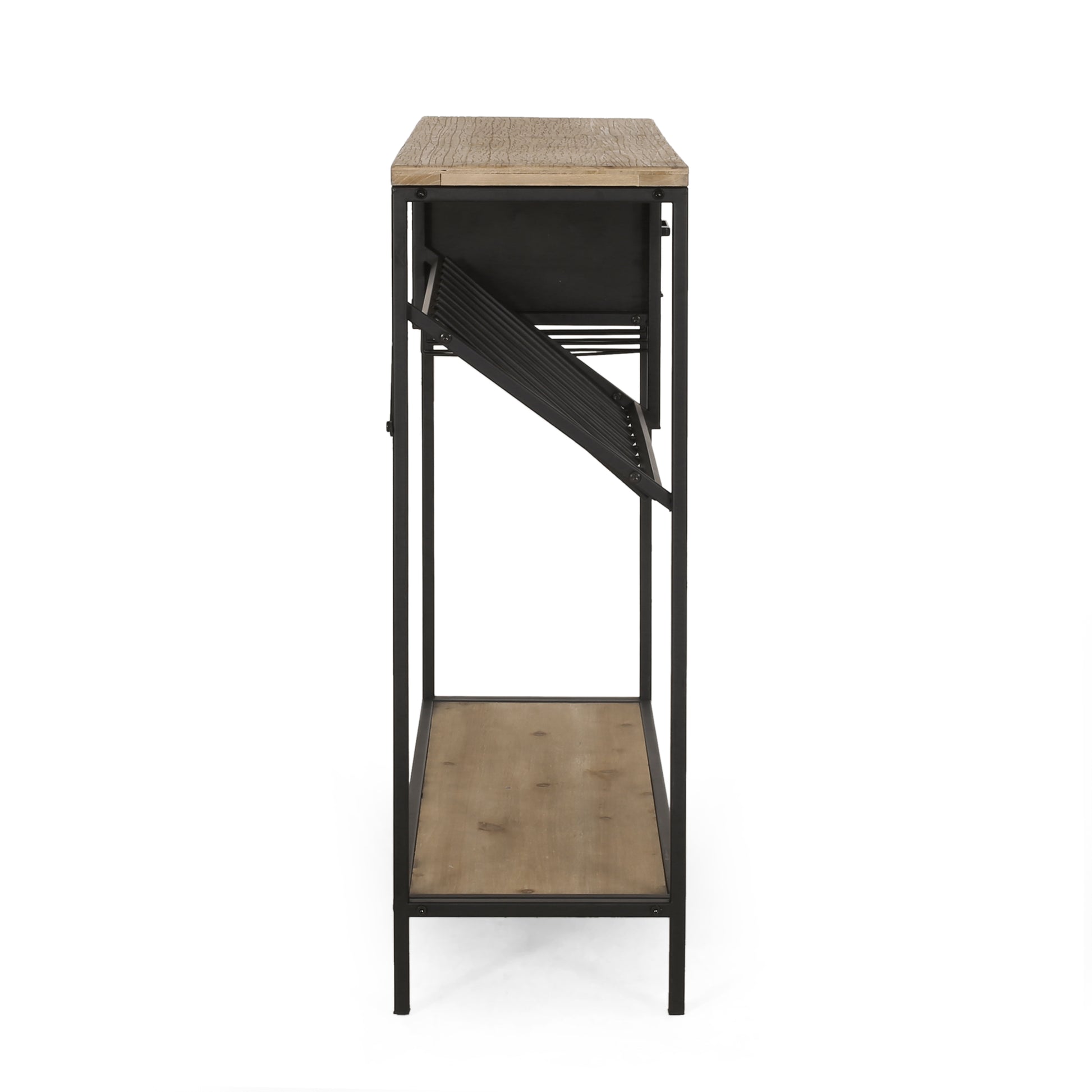 Wine Rack Black Natural Mdf Metal