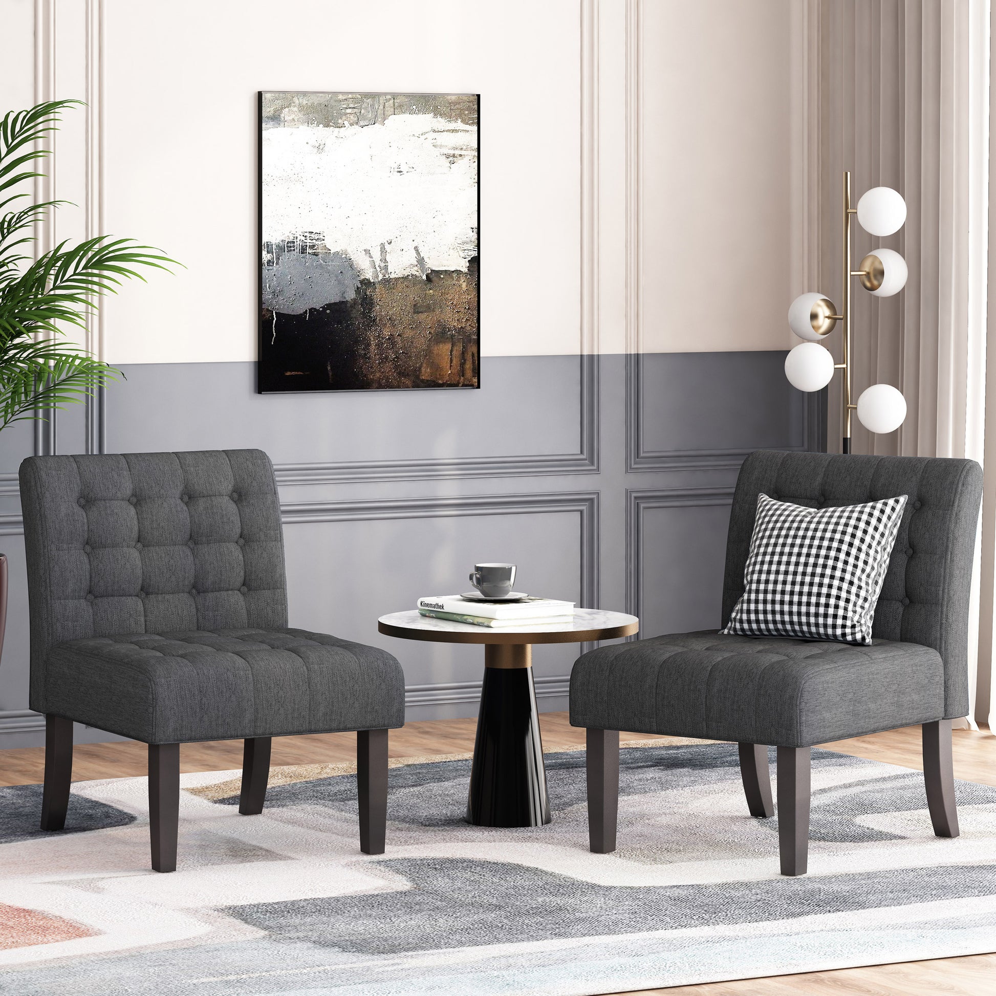 Accent Chair Charcoal Fabric