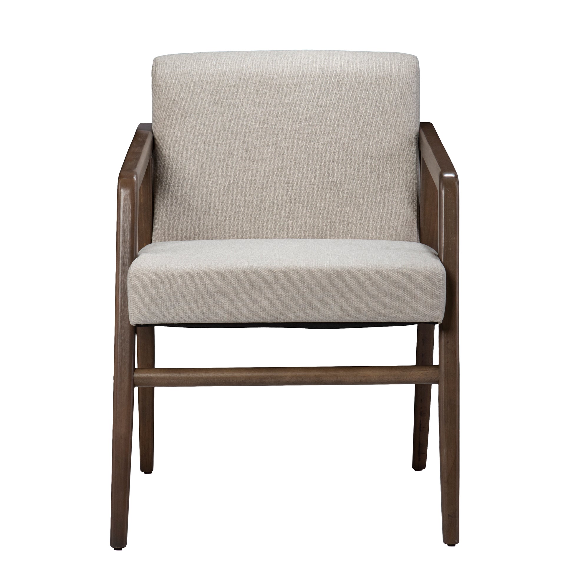 Dexby Upholstered Accent Chair Cream Solid Wood