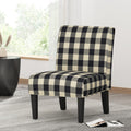 Accent Chair Black White Fabric