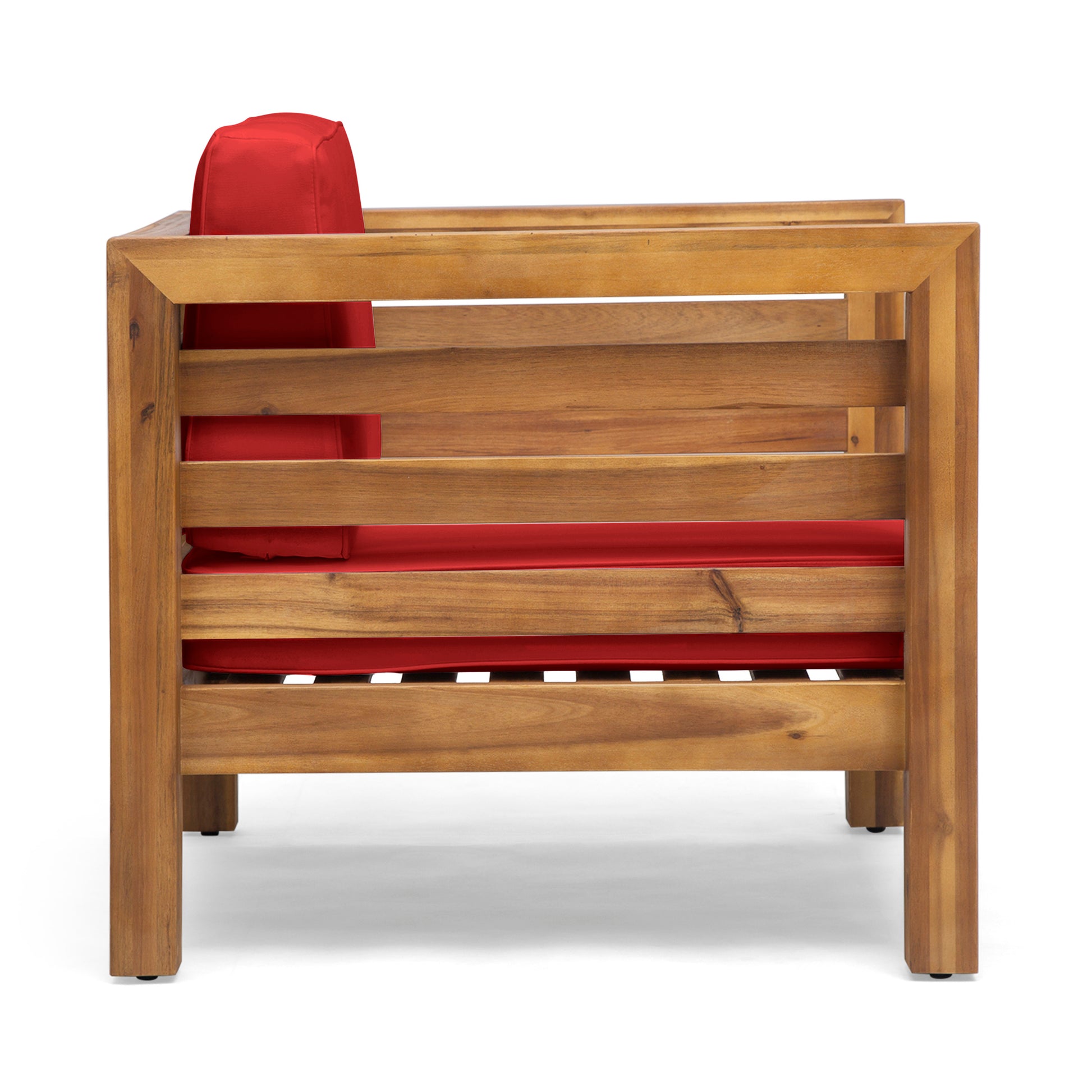 Oana Club Chair Red Wood Fabric