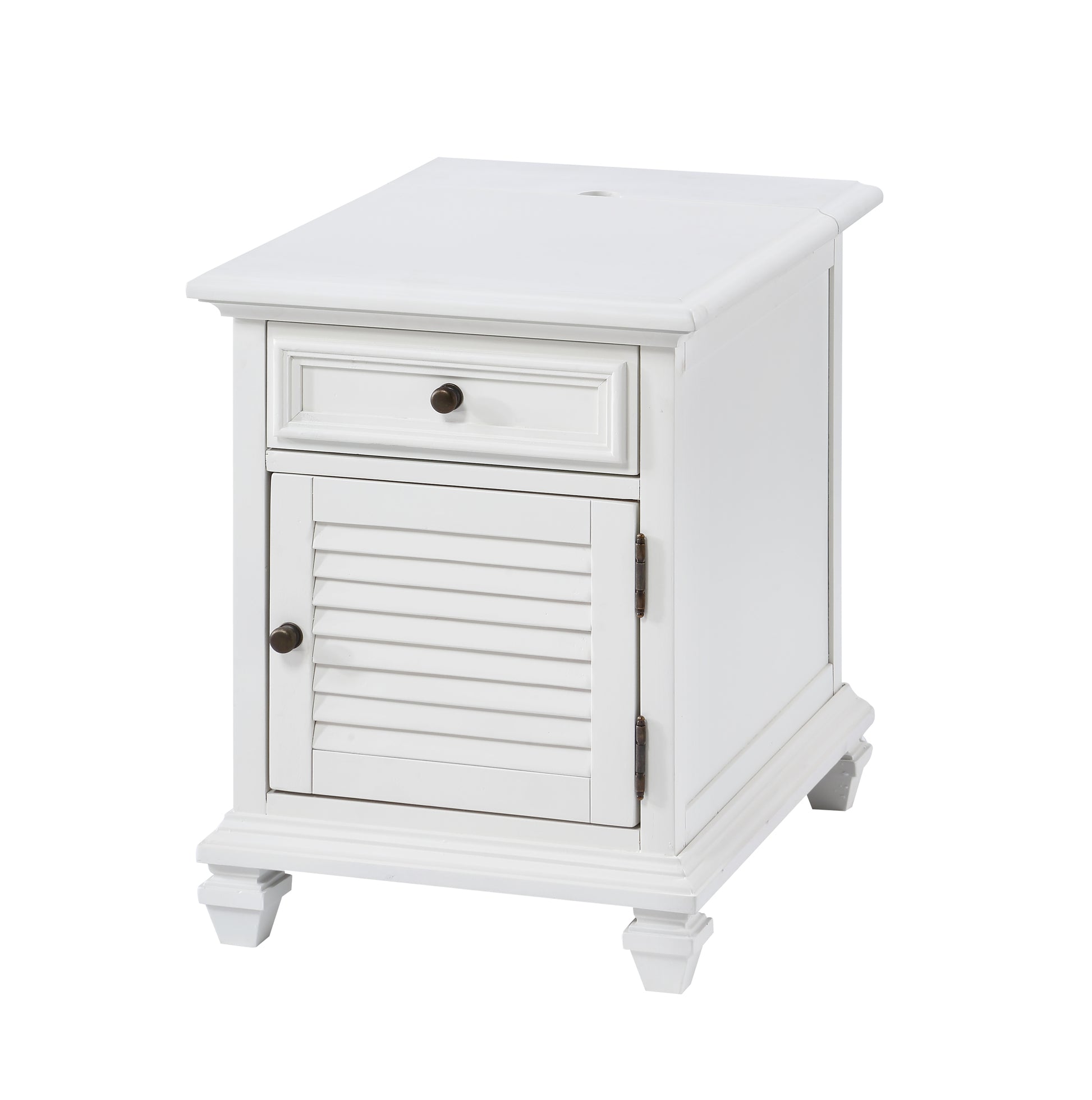 Charlestown Storage End With Usb White White Wood