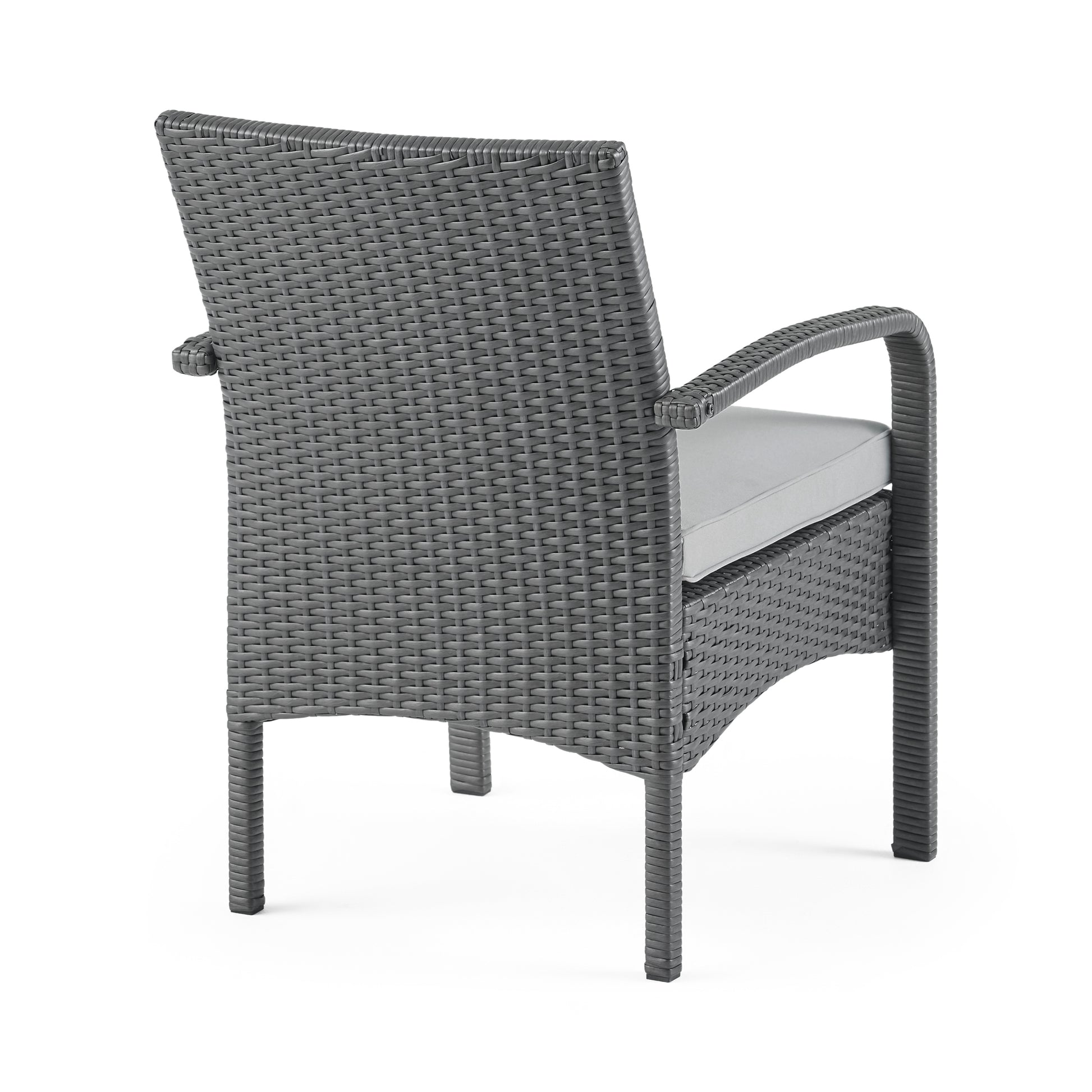 Cordoba Kd Wicker 4 Pc Chat Set Grey Pe Rattan Iron Waterproof Fabric