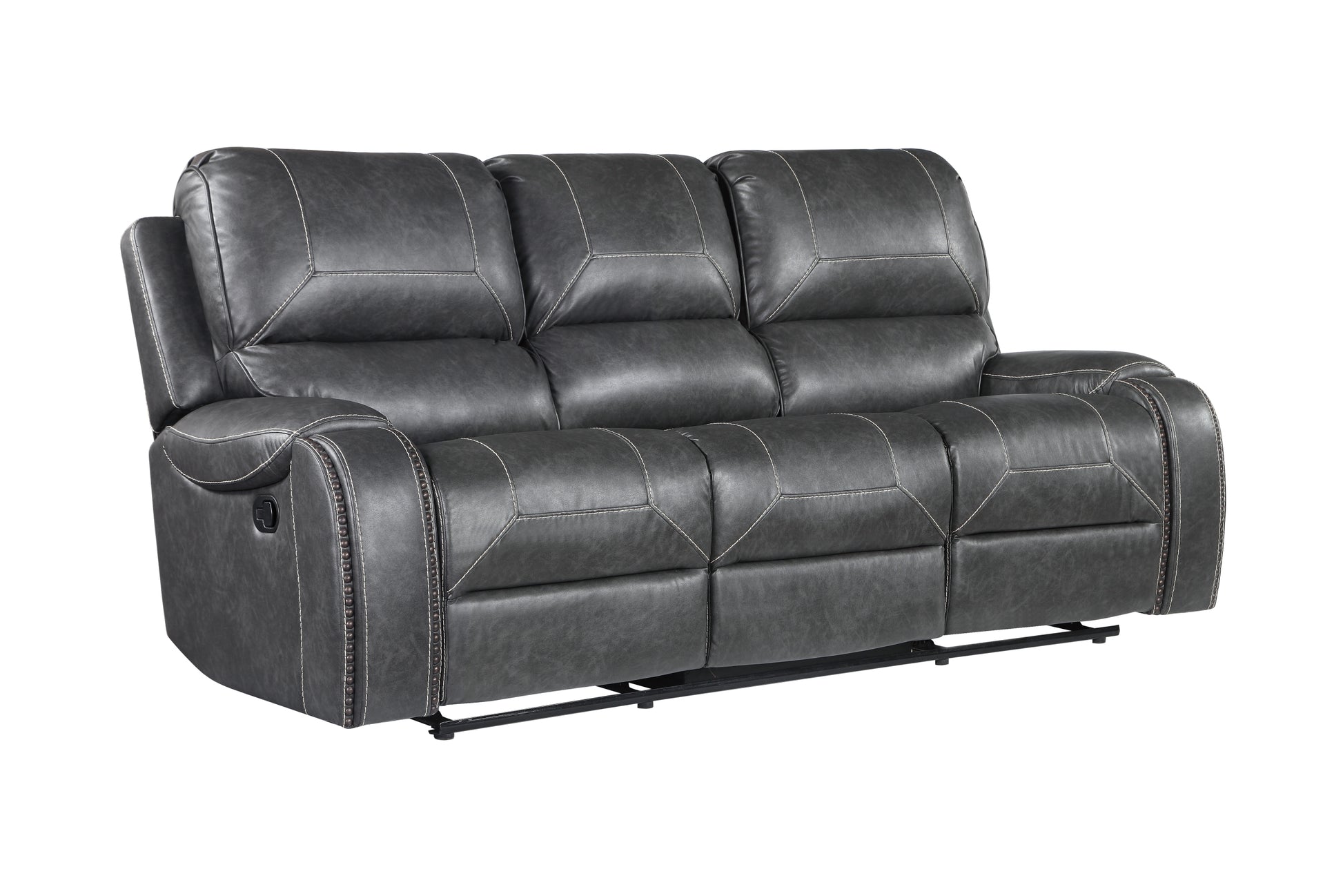 Keily Manual Reclining Sofa Gray Dark Gray Faux Leather 2 Seat