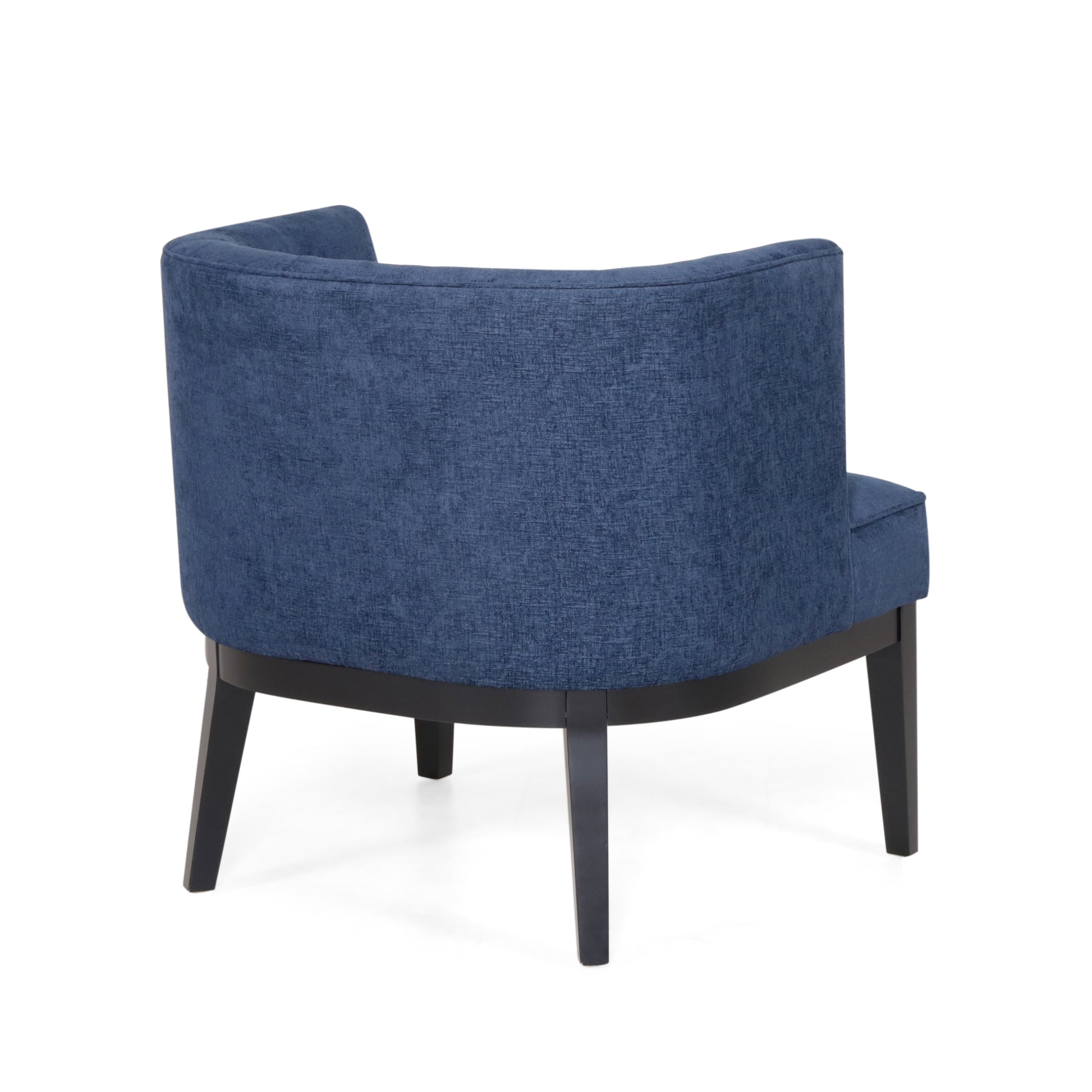 Accent Chair Navy Blue Wood Fabric