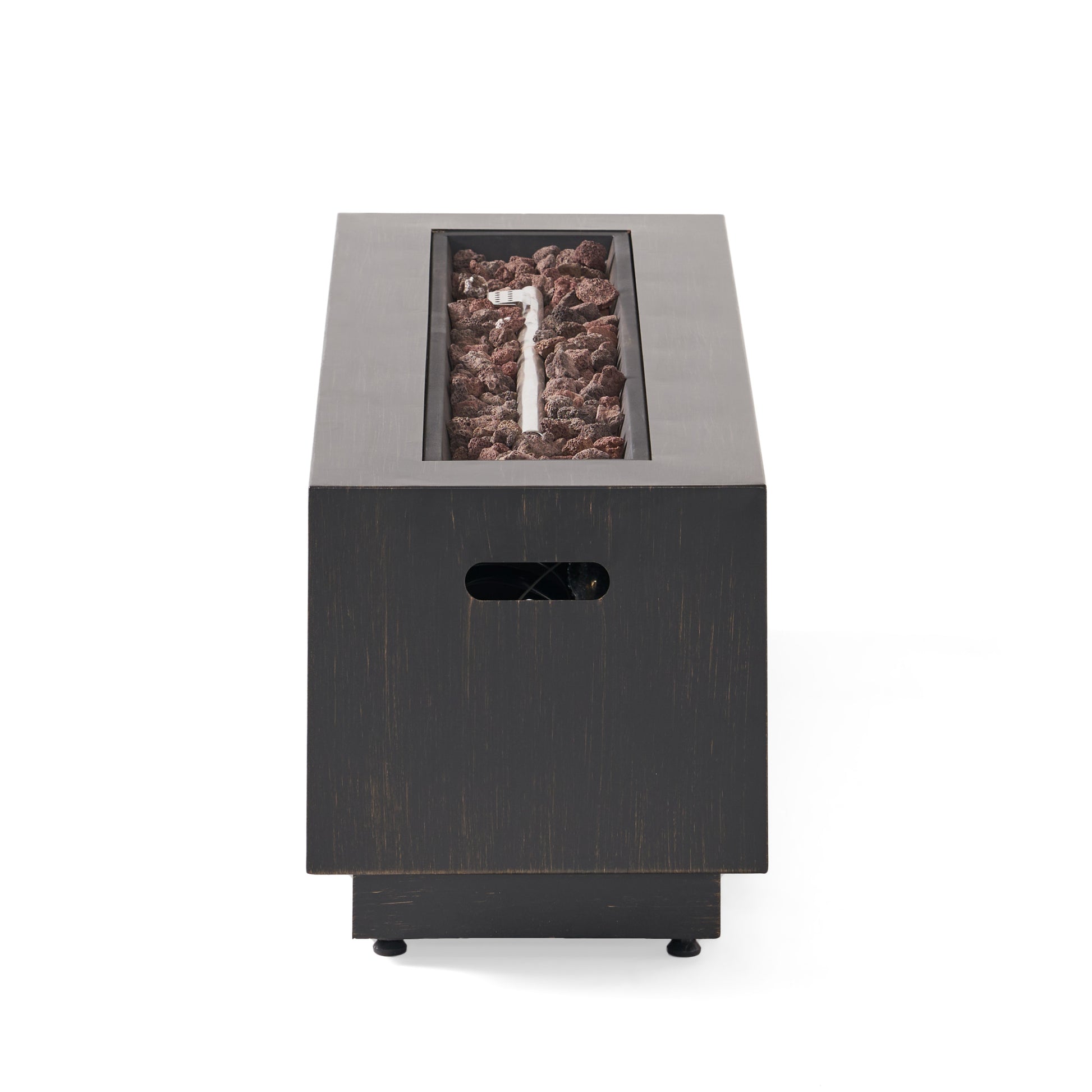 Rectangulat Iron Fire Pit 50 000Btu With Tank Holder Brown Gold Iron