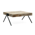 Mango Wood Coffee Table Grey Metal & Wood