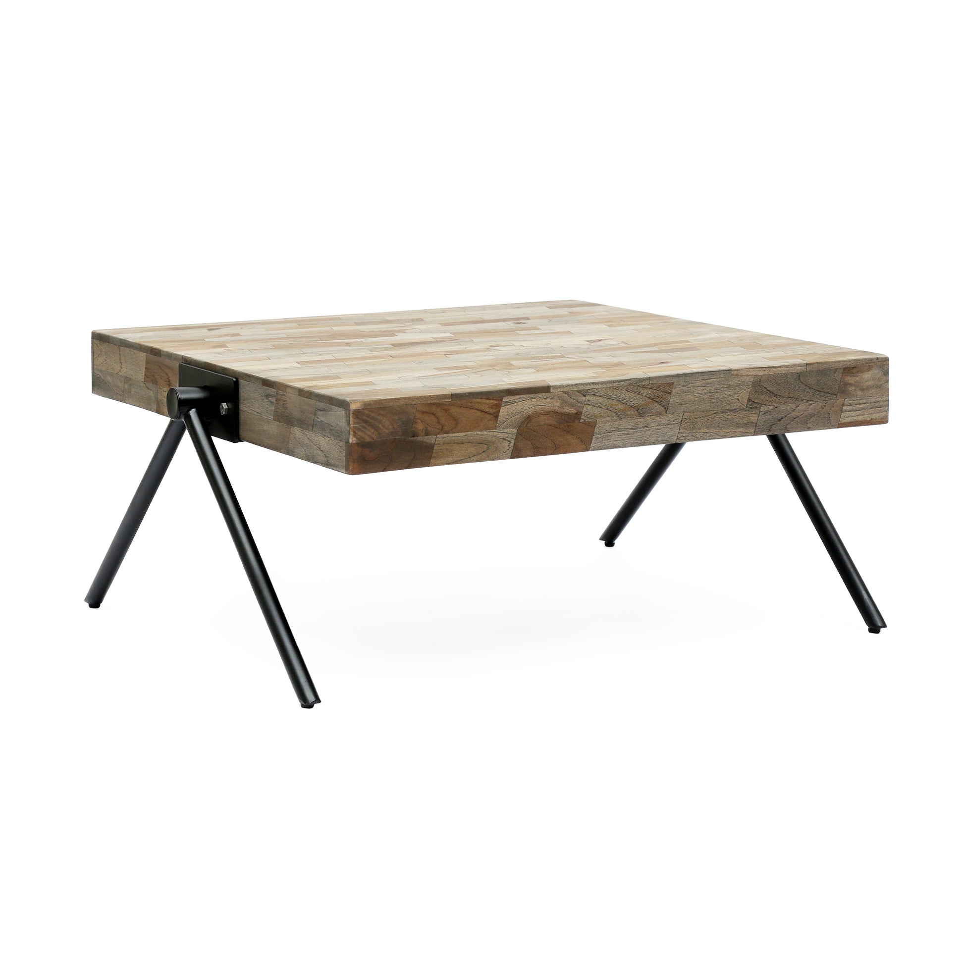 Mango Wood Coffee Table Grey Metal & Wood