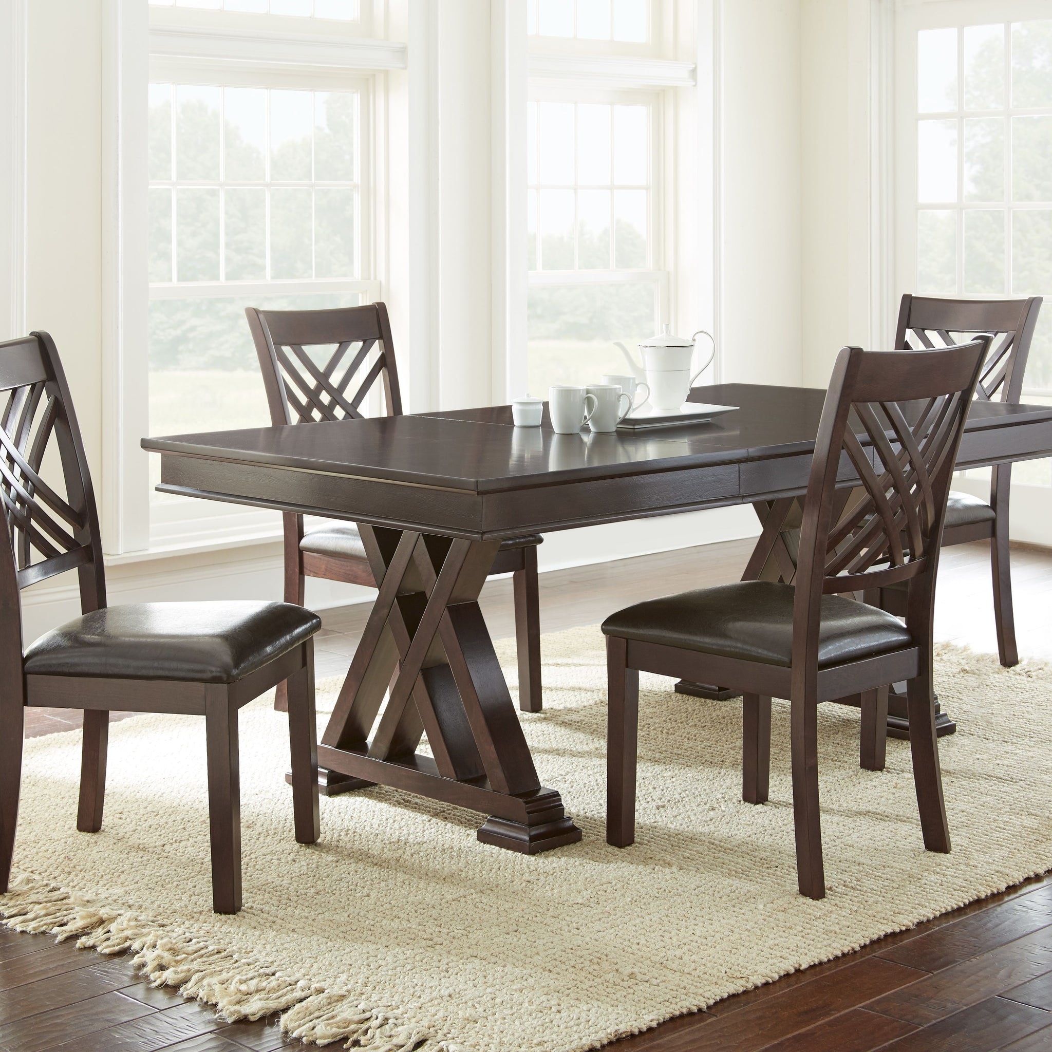 Adrian 5 Piece Dining Set Dark Brown Dark Brown Wood