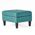 Storage Ottoman Teal Wood Fabric