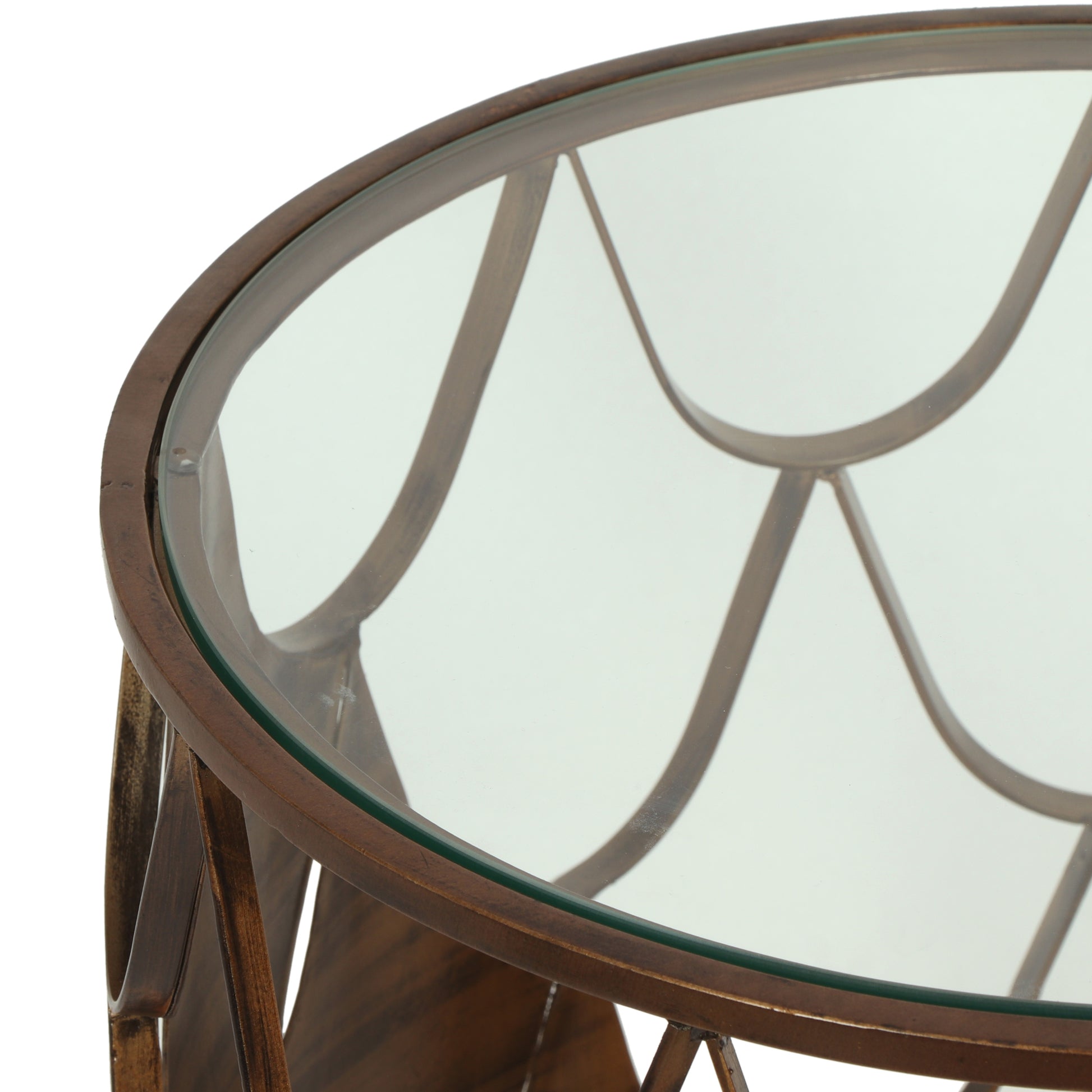 Pino Side Table Brown Glass Metal
