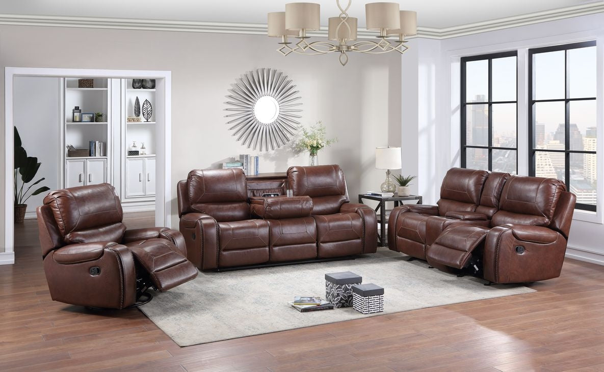 Keily Manual Motion Swivel Recliner Dark Brown Dark Brown Faux Leather