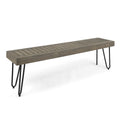 Jane Industrial Wood And Metal Bench Grey Metal & Wood