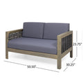 Outdoor 4 Seater Acacia Wood Chat Set With Wicker Accents And Cushions, Gray Mixed Gray Dark Gray Gray Acacia Wood