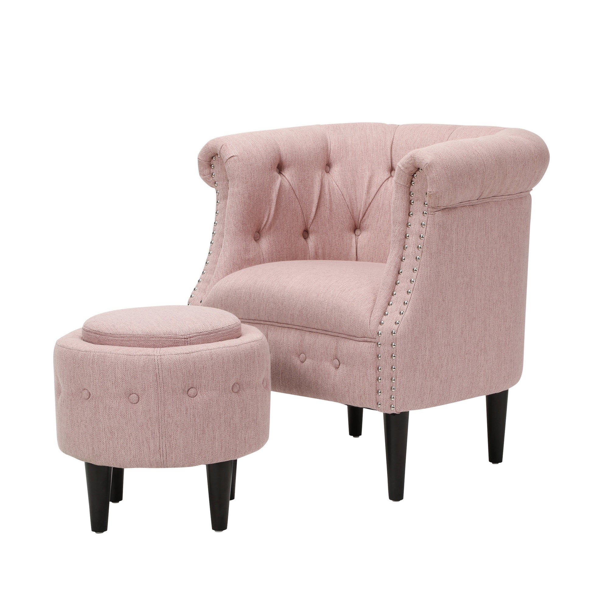Chair Ottoman Blush Fabric