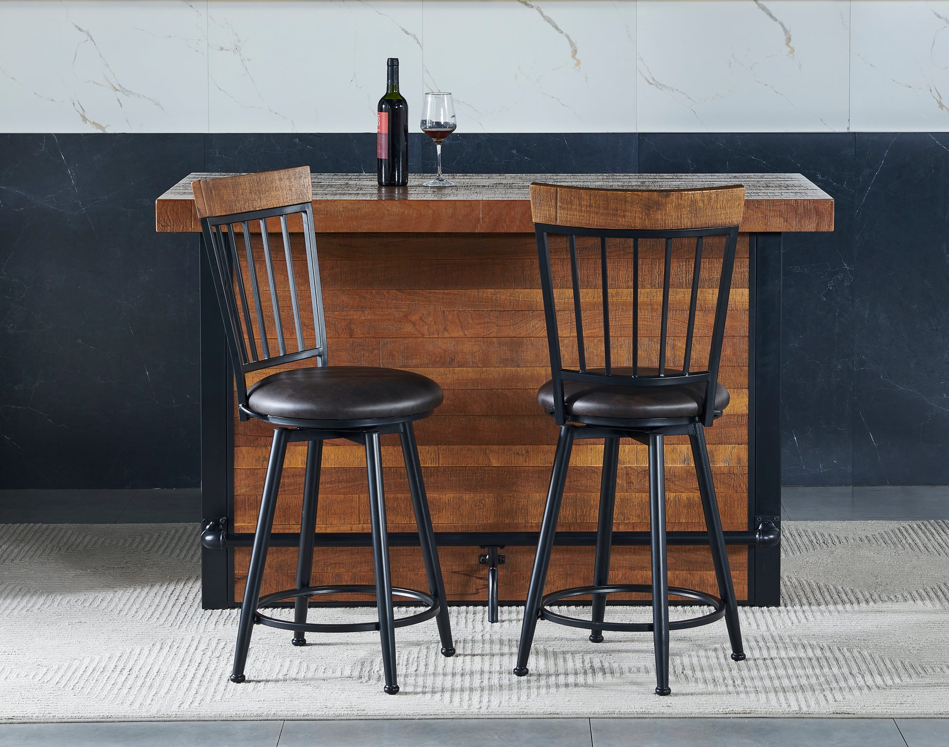 Tyler Swivel Counter Chair Set Of 2 Dark Gray Dark Gray Wood