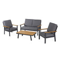 Sinclair 4Pc Chat Set Grey Metal Mesh Wood Fabric