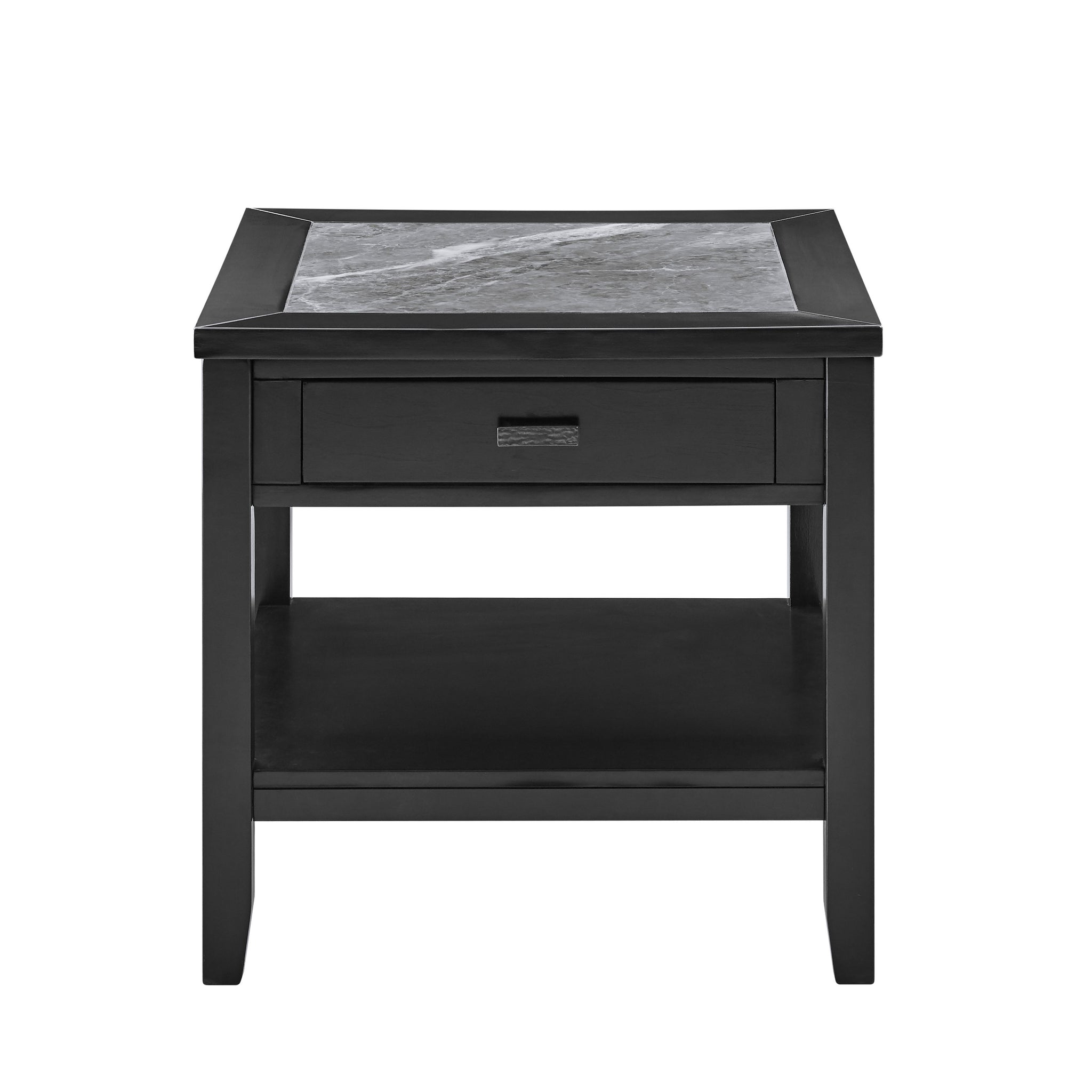 Garvine Sintered Stone End Table Black Black Wood