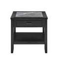 Garvine Sintered Stone End Table Black Black Wood