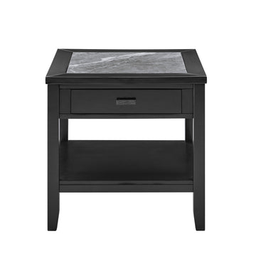 Garvine Sintered Stone End Table Black Black Wood