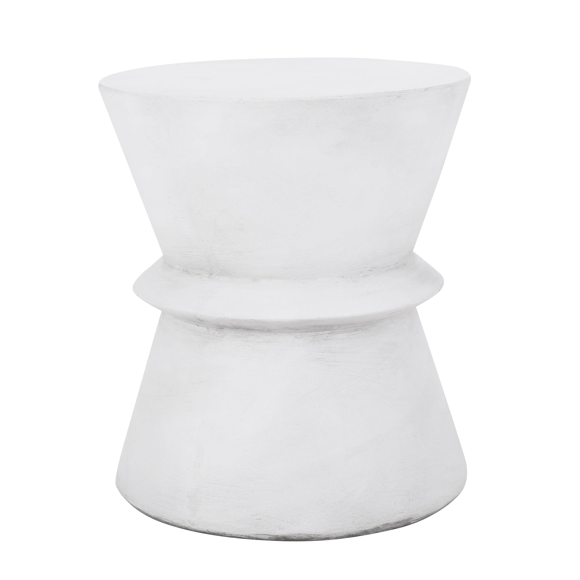 Outdoor Lightweight Concrete Side Table Antique White Magnesium Oxide