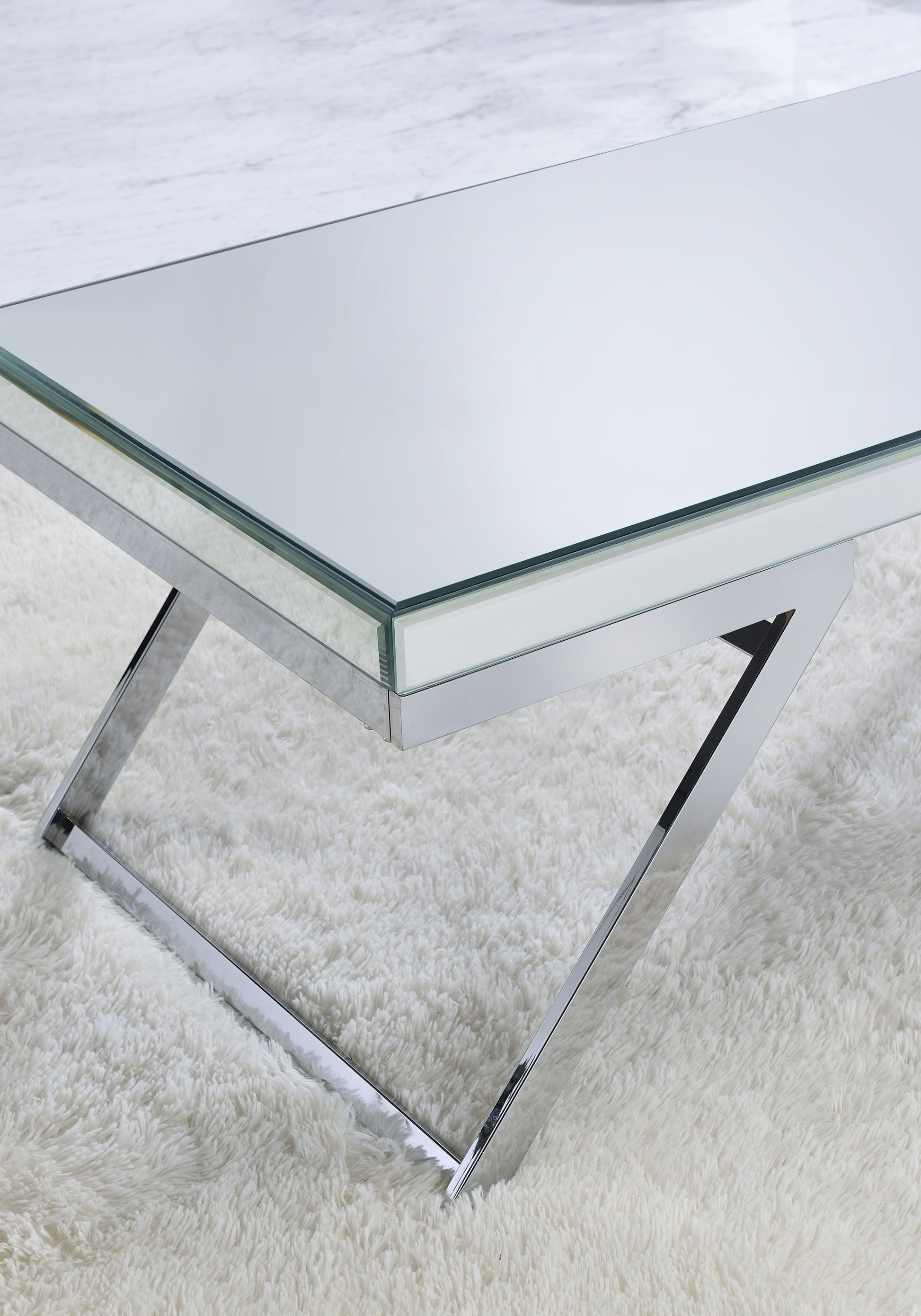 Alfresco Mirrored Top Square End Table Silver Silver Wood