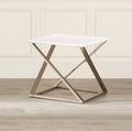Zurich End Table With Faux White Marble Top White White Iron