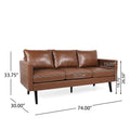 3 Seater Sofa Light Brown Pu 3 Seat
