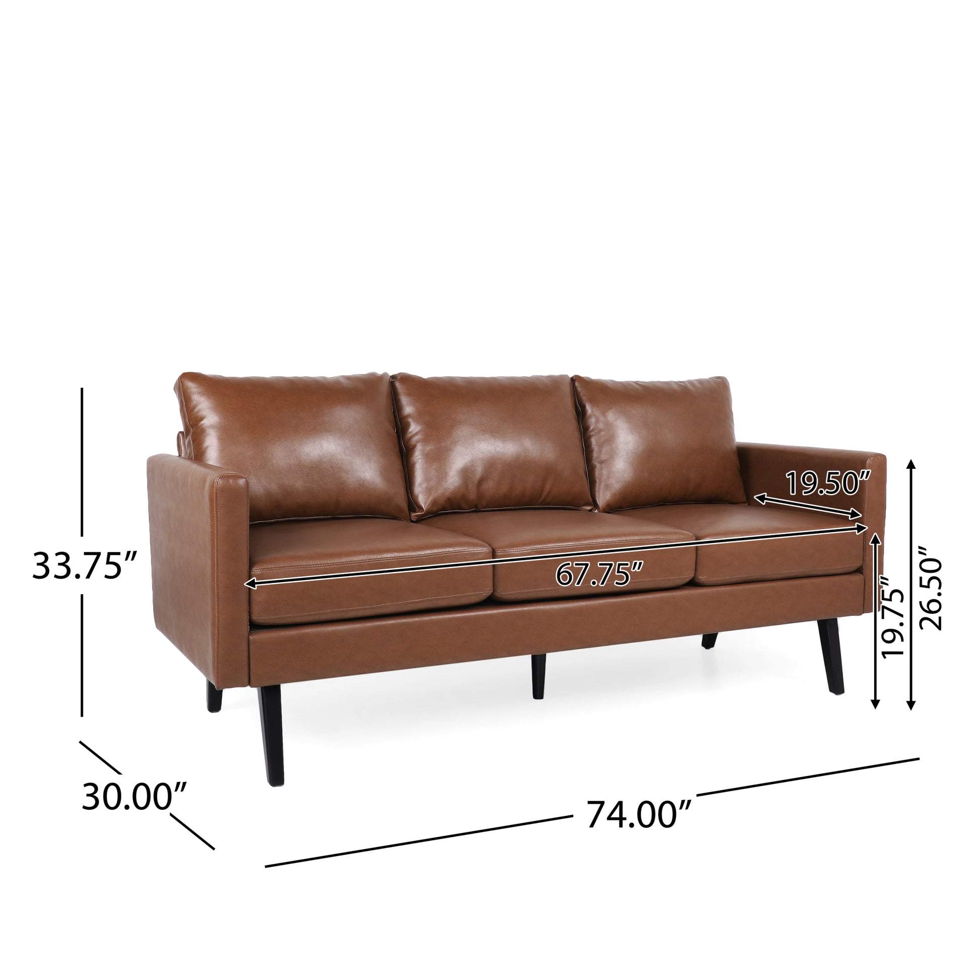 3 Seater Sofa Light Brown Pu 3 Seat