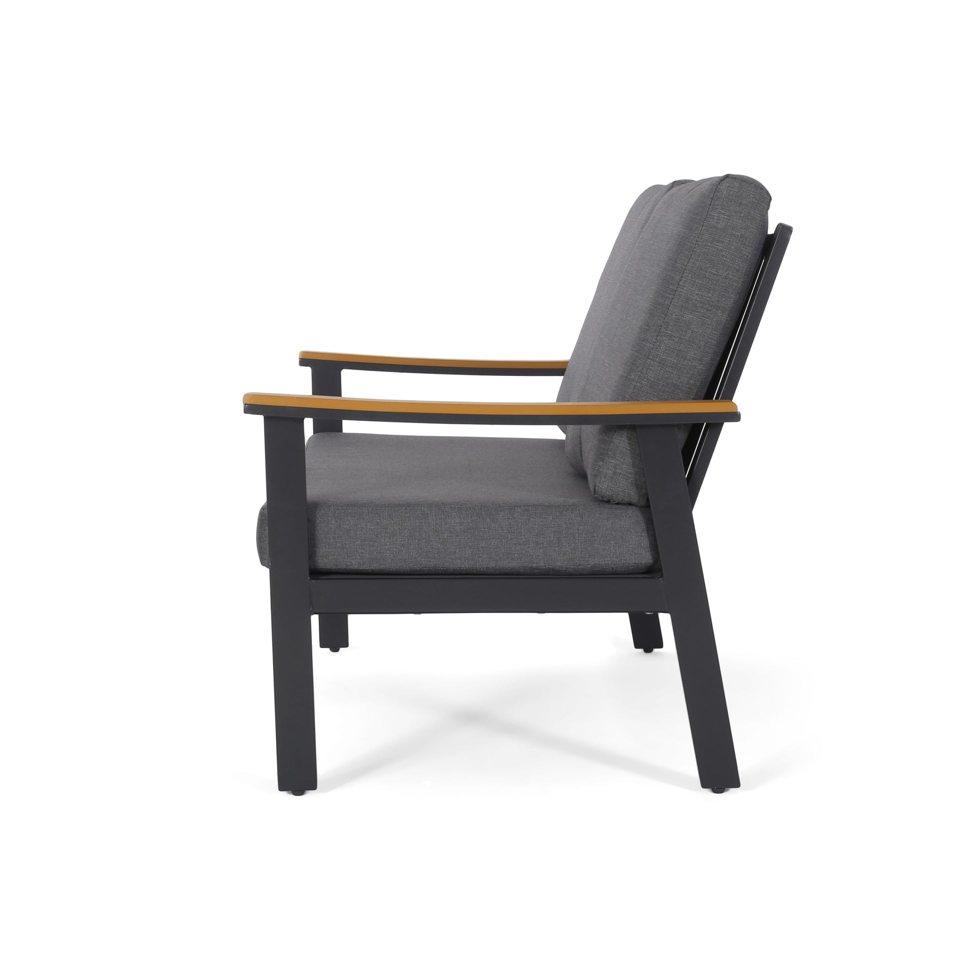 Sinclair 4Pc Chat Set Grey Metal Mesh Wood Fabric