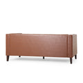 Mirod Comfy 3 Seat Sofa With Tufted Backmodern For Living Room Light Brown Pu 3 Seat