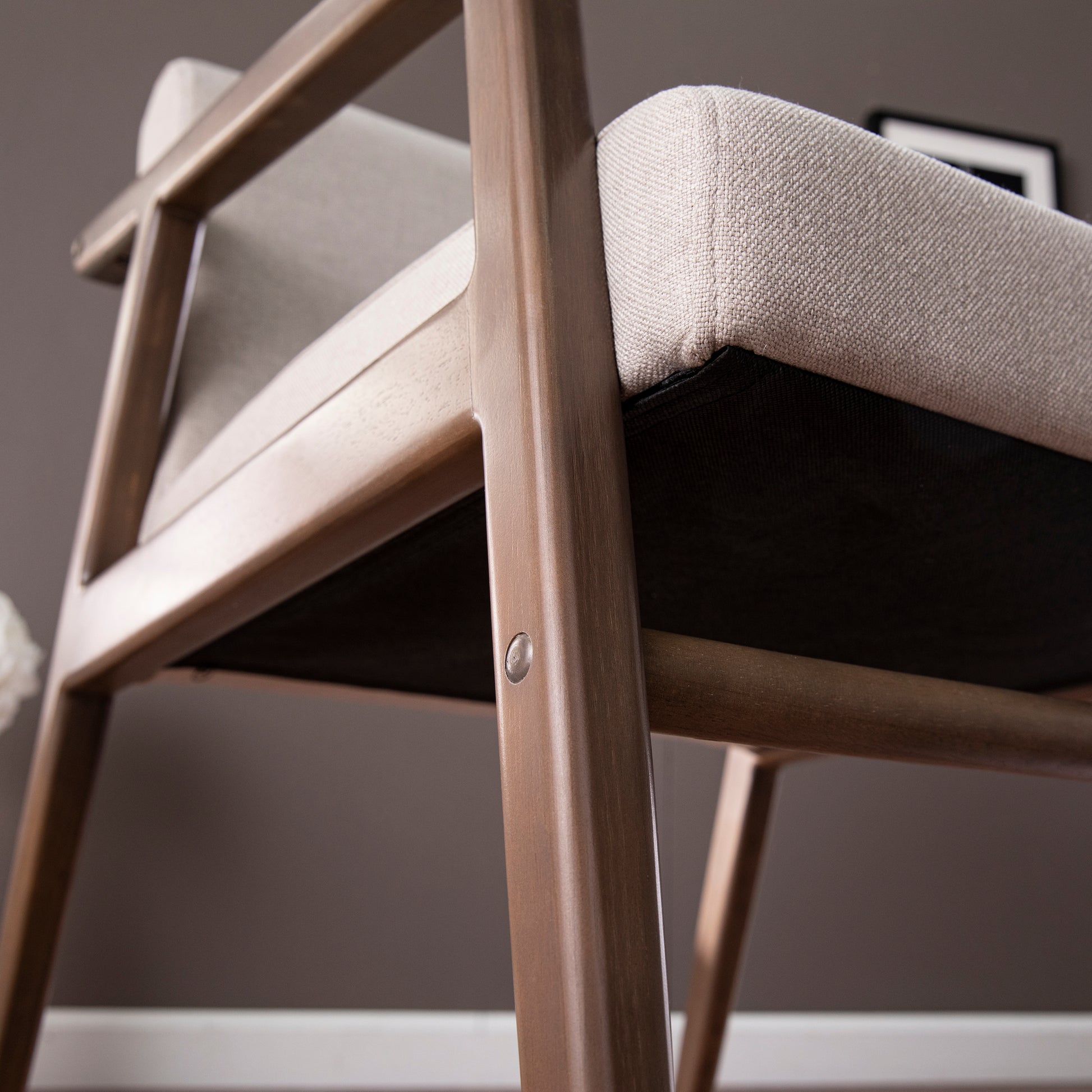 Dexby Upholstered Accent Chair Cream Solid Wood