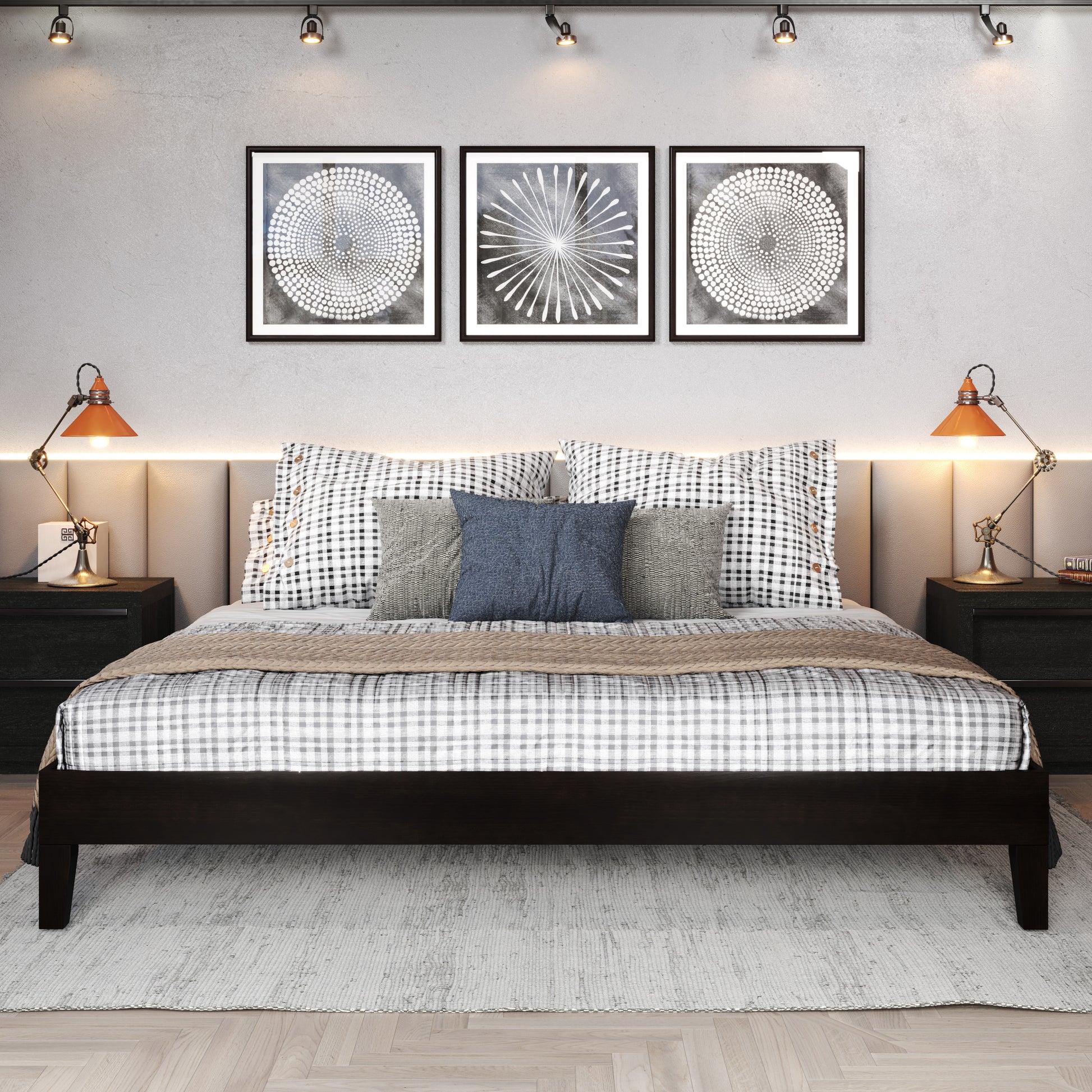 Nix King Platform Bed Black King Black Wood