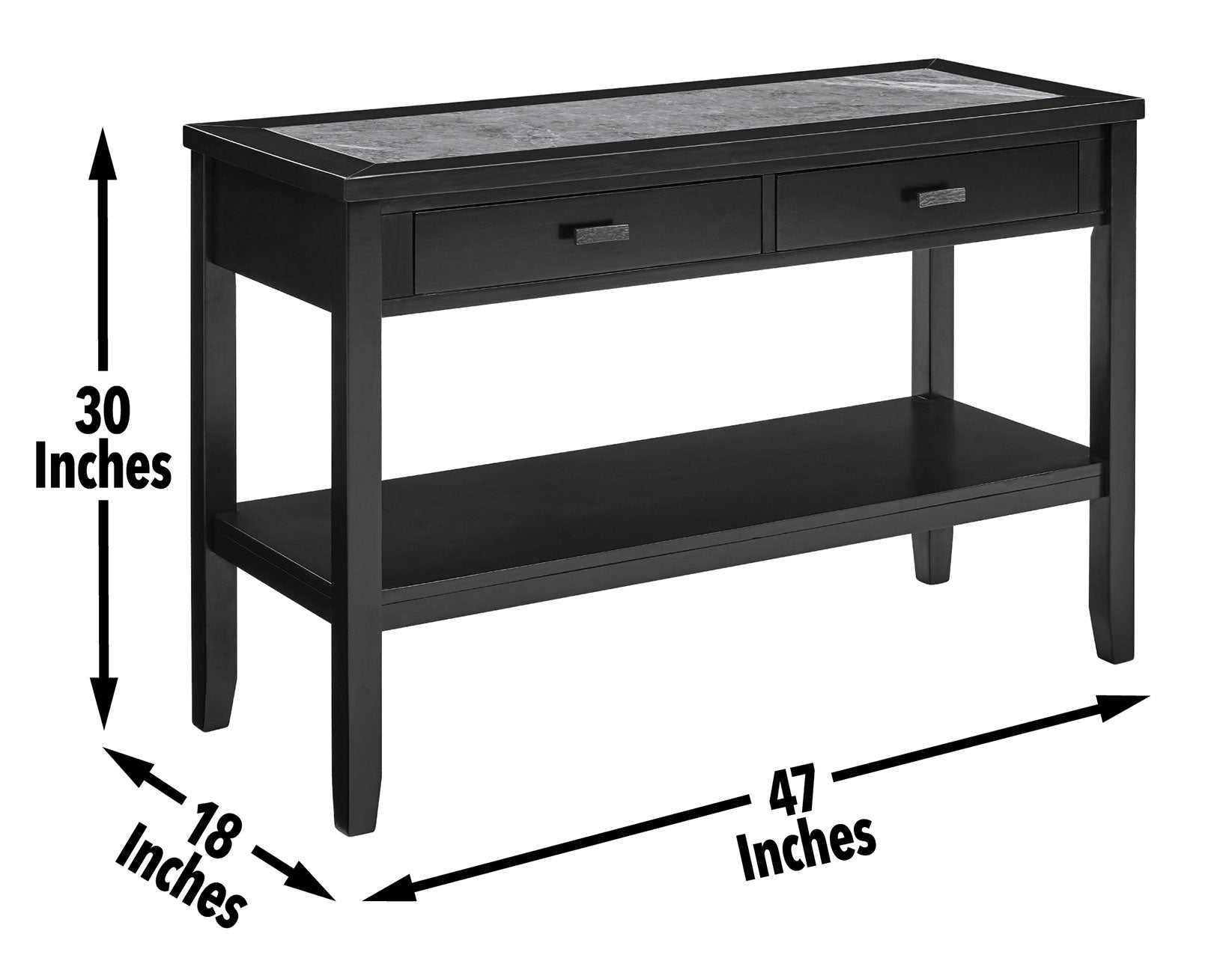 Garvine Sintered Stone Sofa Table Black Black Wood