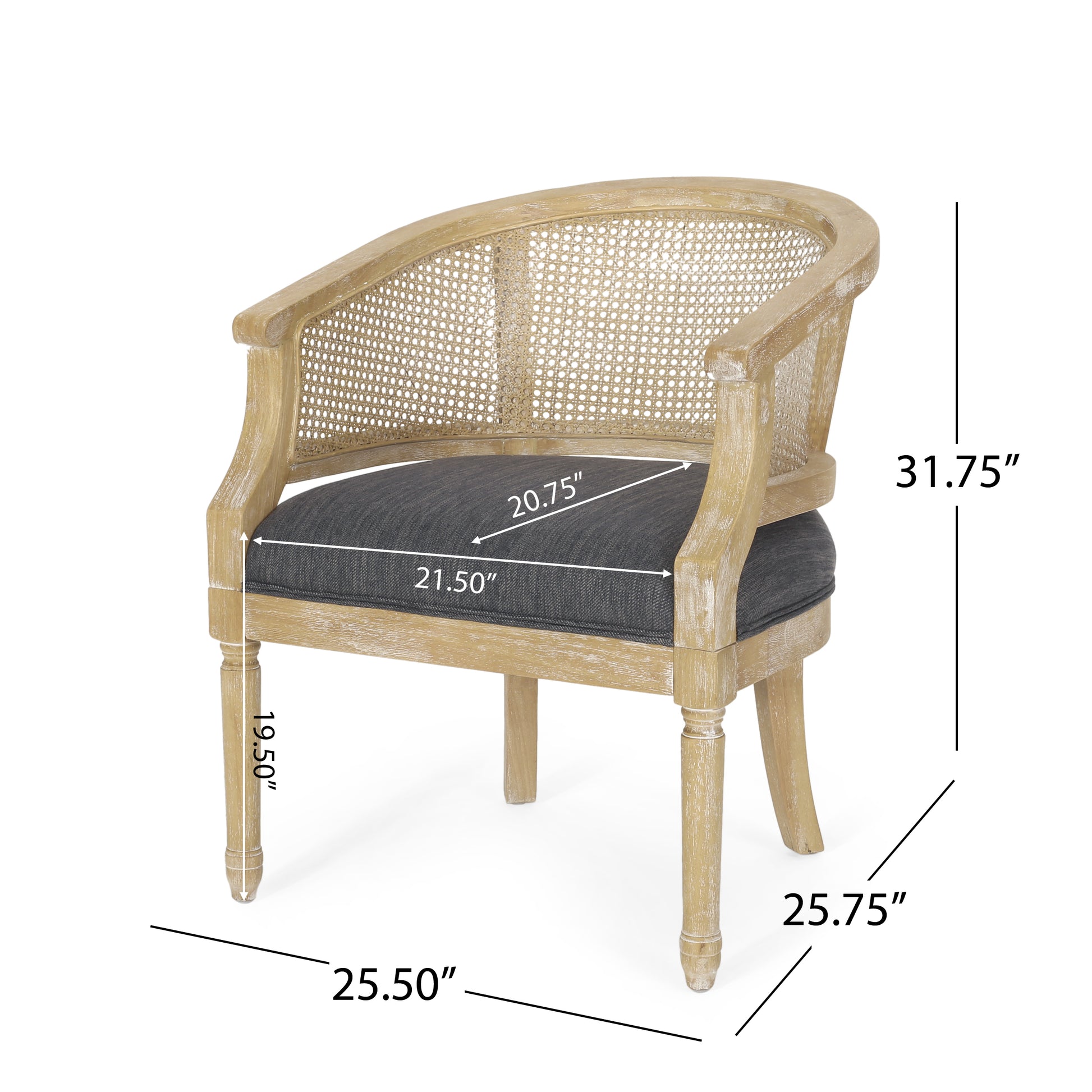 Accent Chair Charcoal Rubber Wood