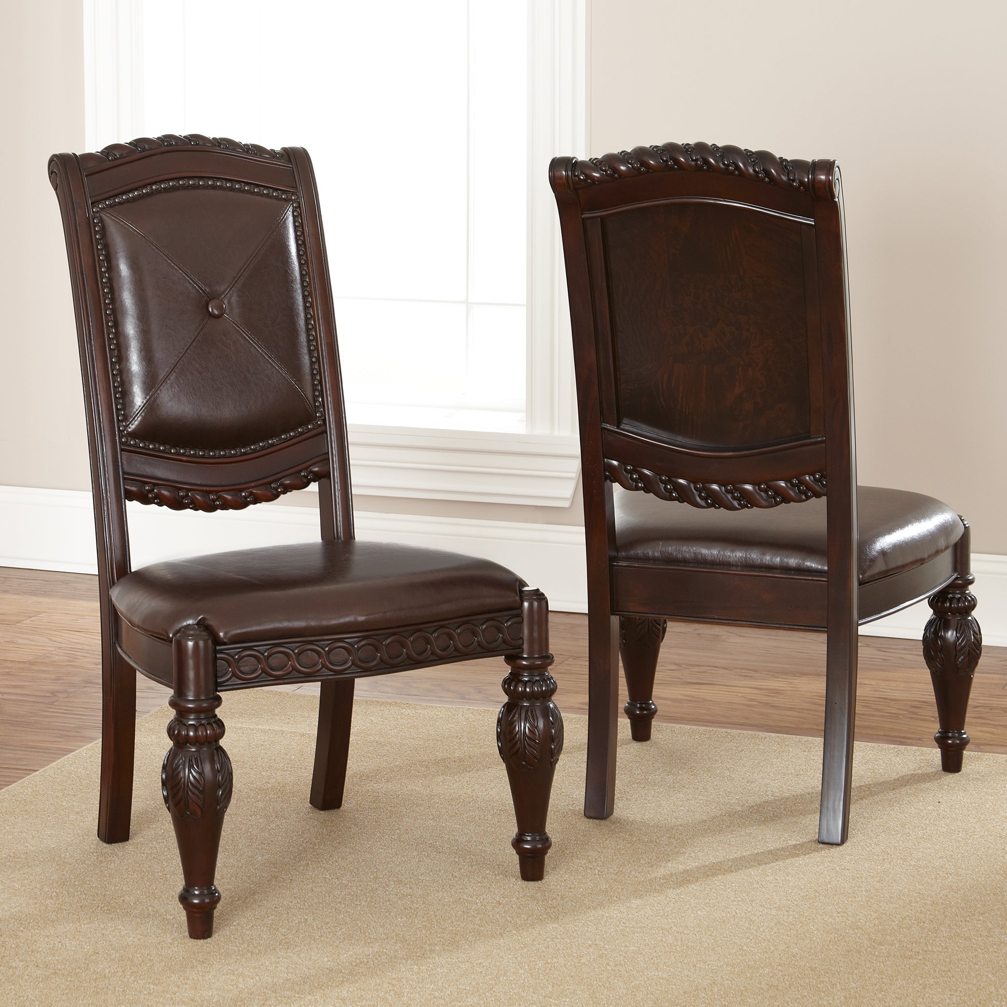 Antoinette Side Chair Set Of 2 Dark Brown Dark Brown Wood