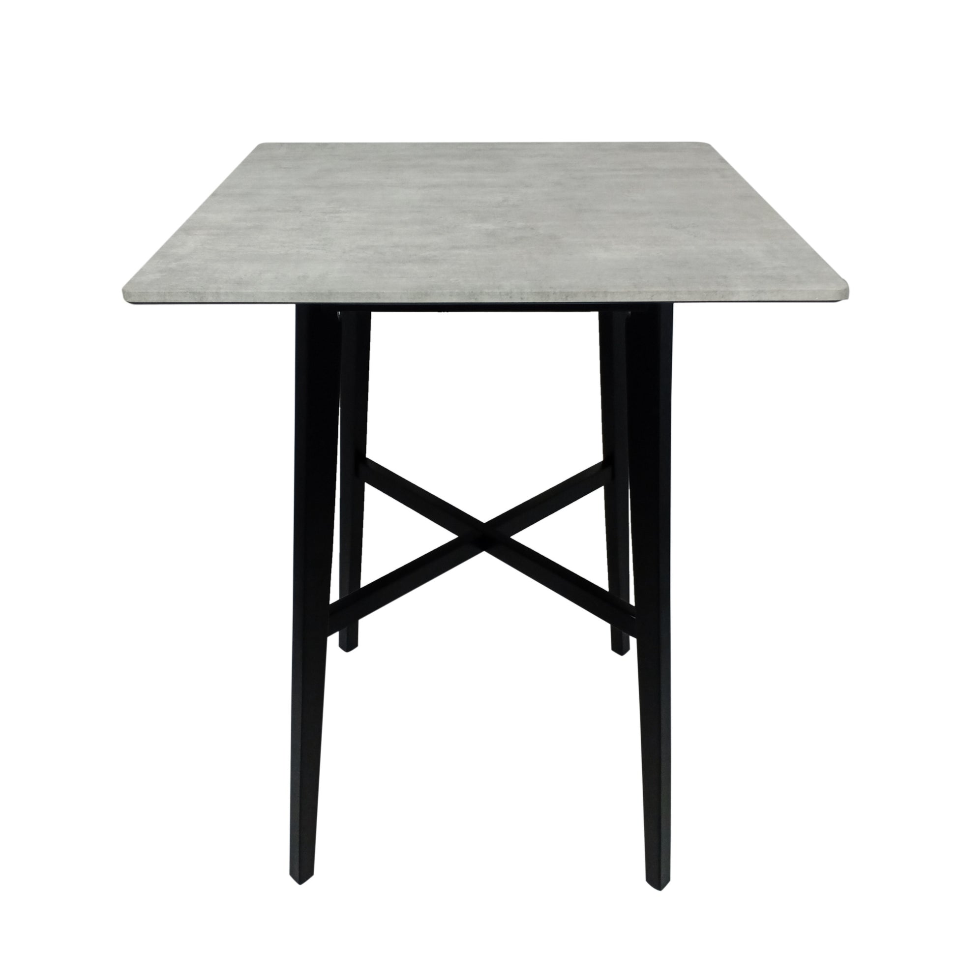 Modern Bar Height 42" Dining Table, Rubberwood Legs And Laminate Table Top, Gray Finish, Black Cement Grey Mdf