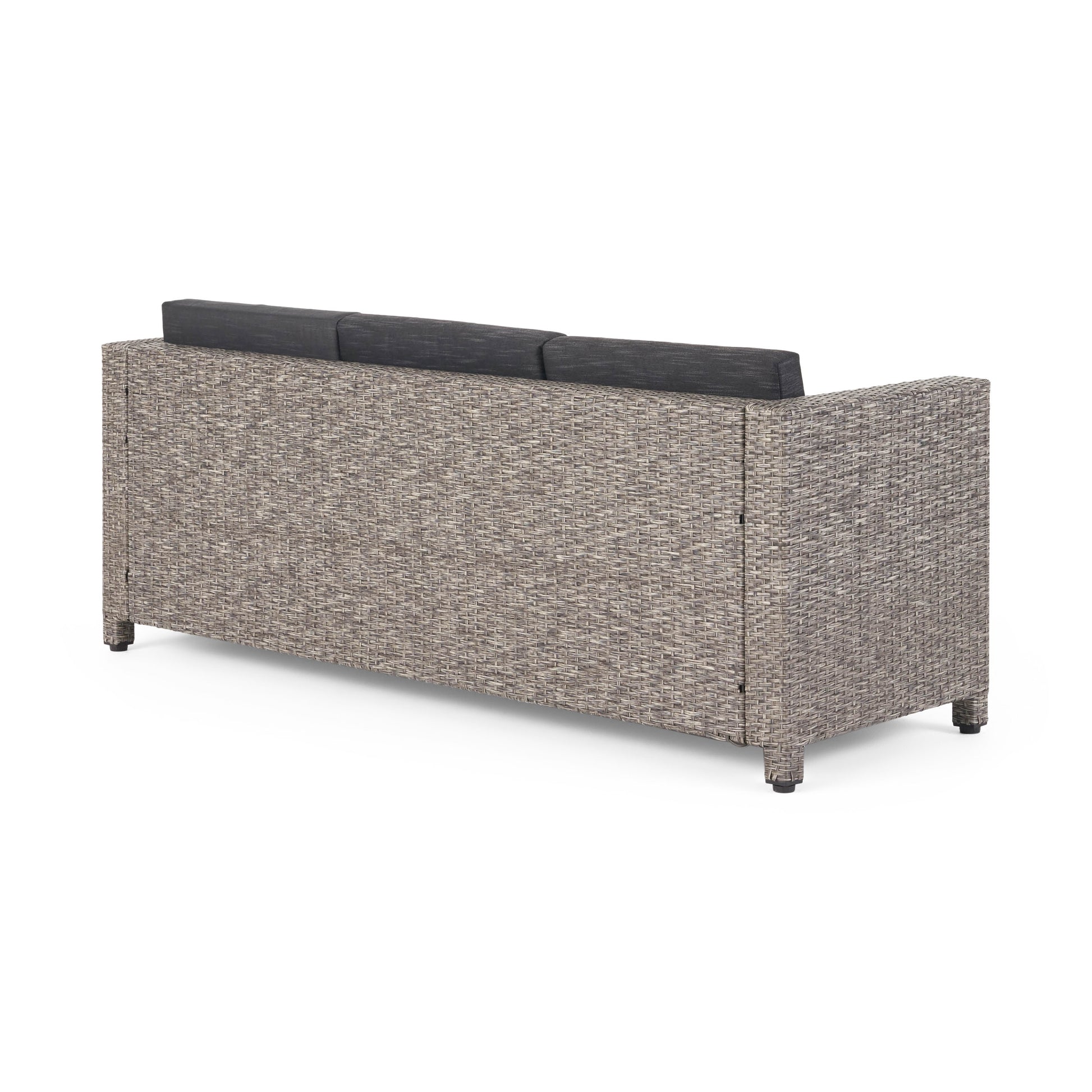Puerta 3Seater Black Grey Pe Rattan Iron