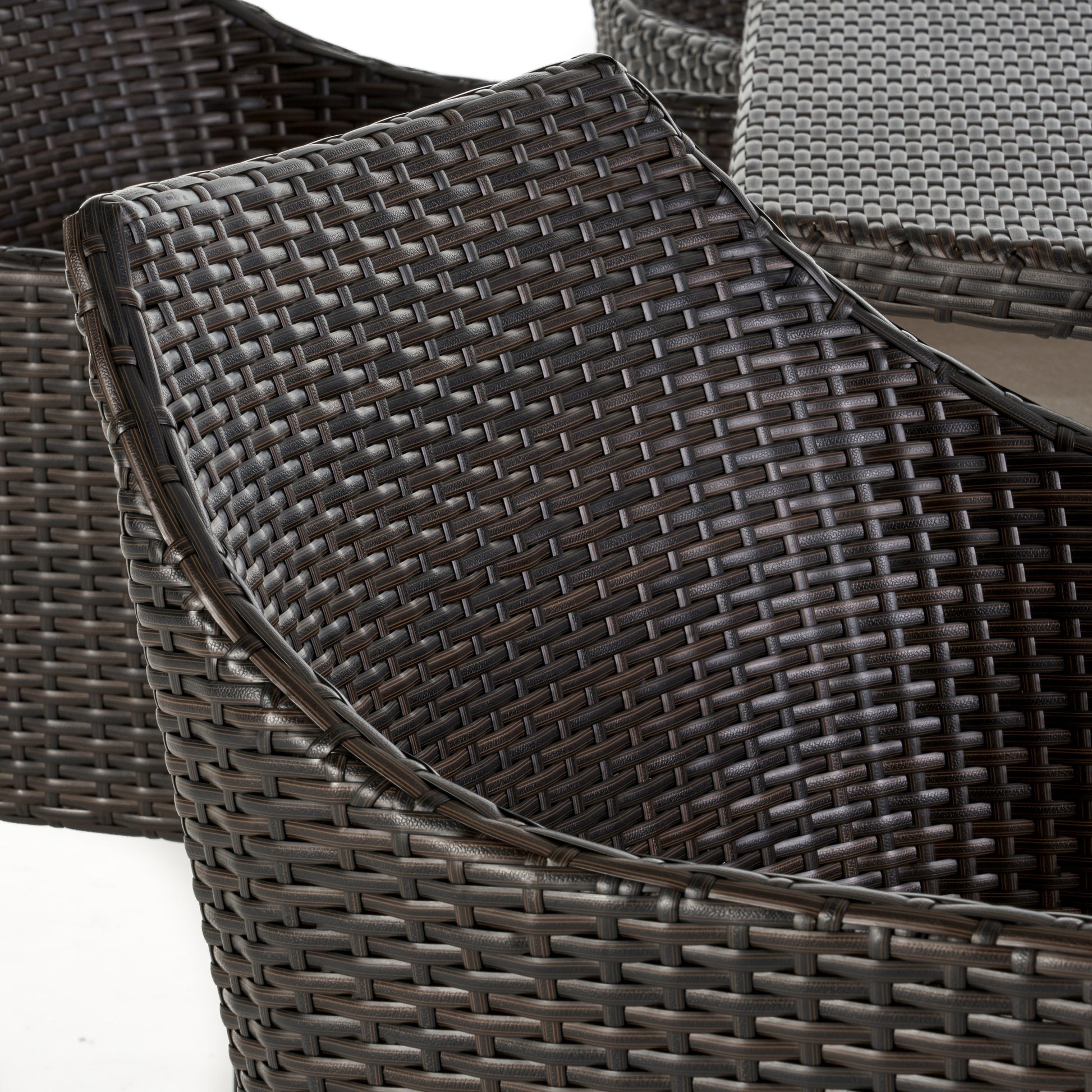 Kennethchair Brown Multi Pe Rattan Iron Waterproof Fabric