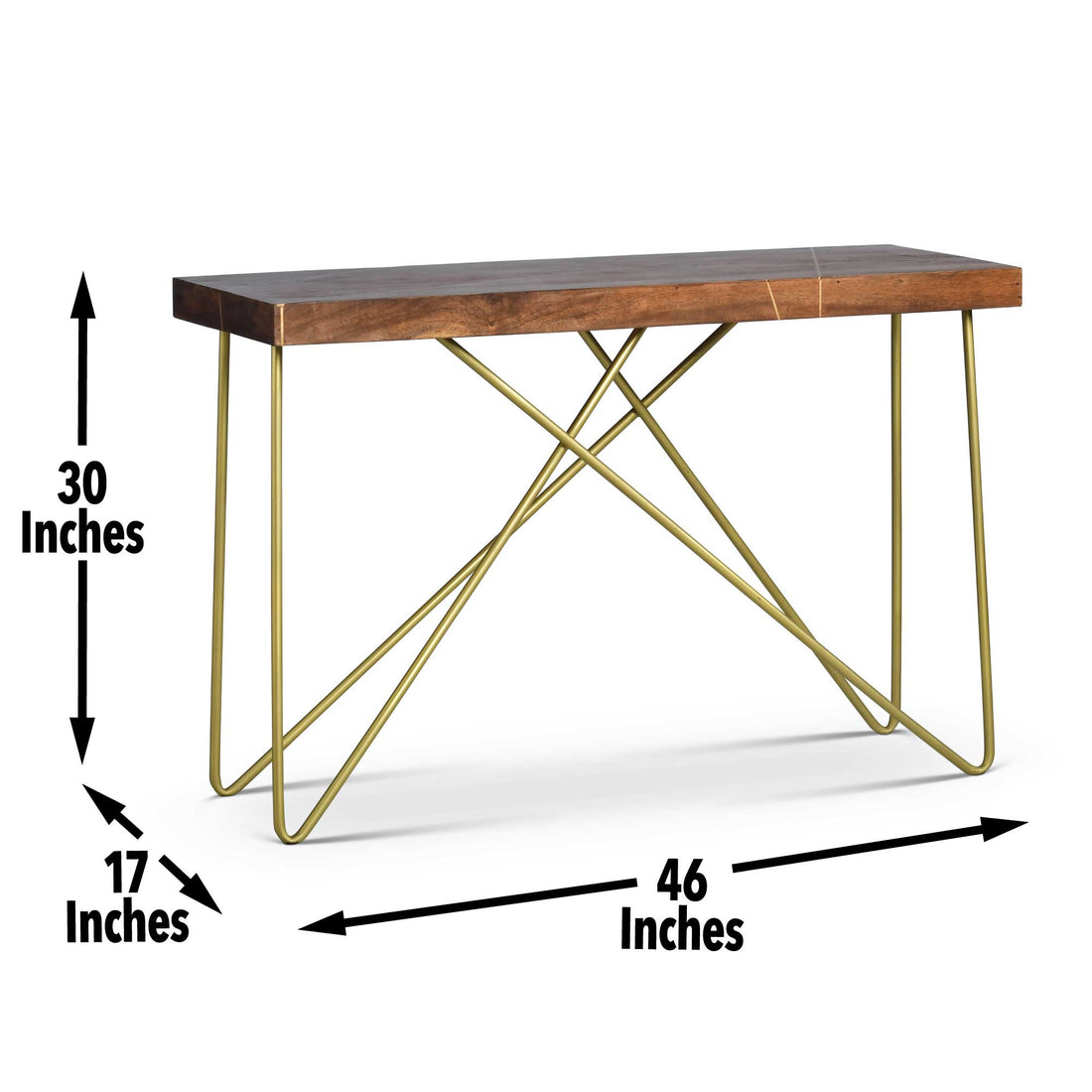 Walter Brass Inlay Sofa Table Brown Brown Iron