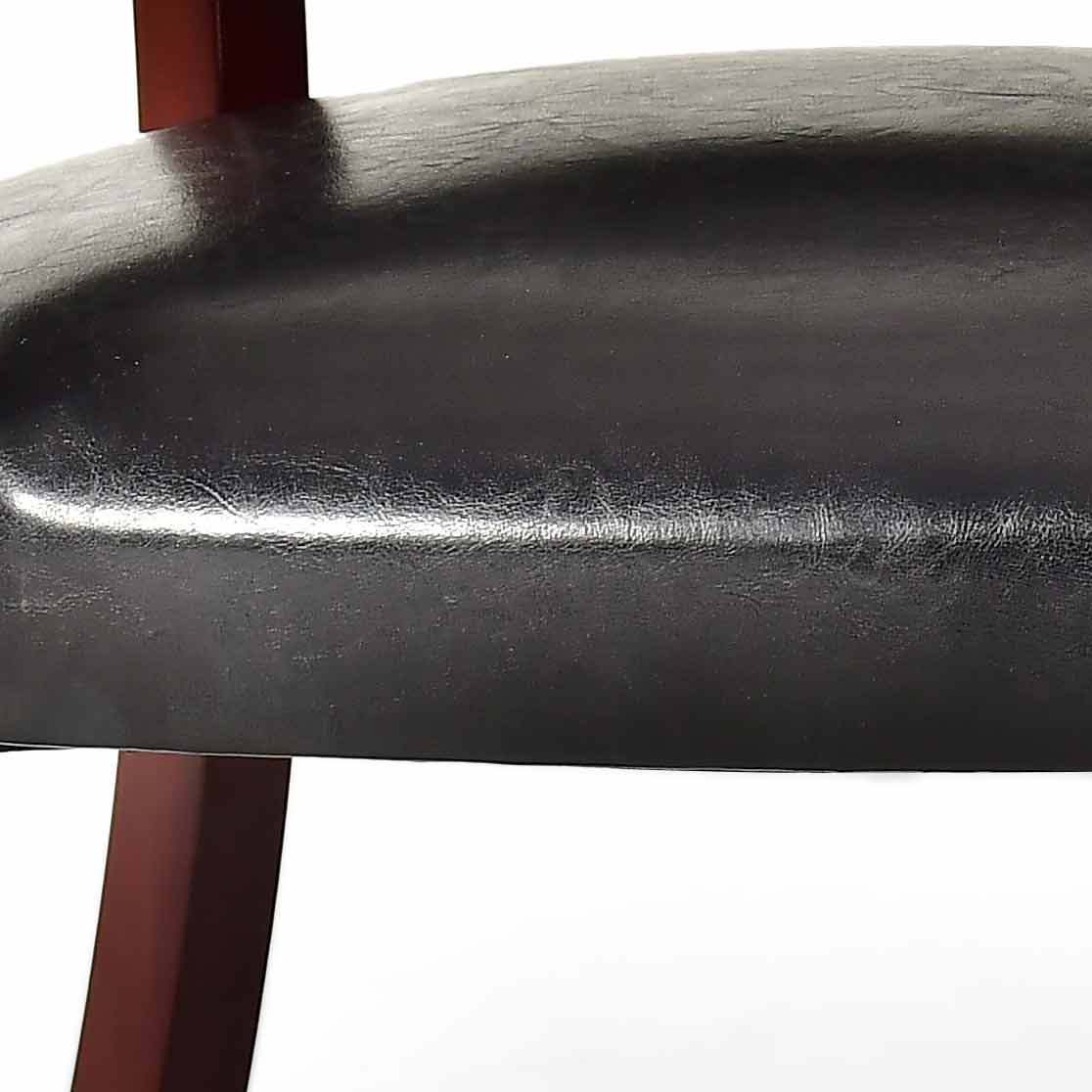 Tournament Arm Chair With Casters Medium Cherry Black Faux Leather