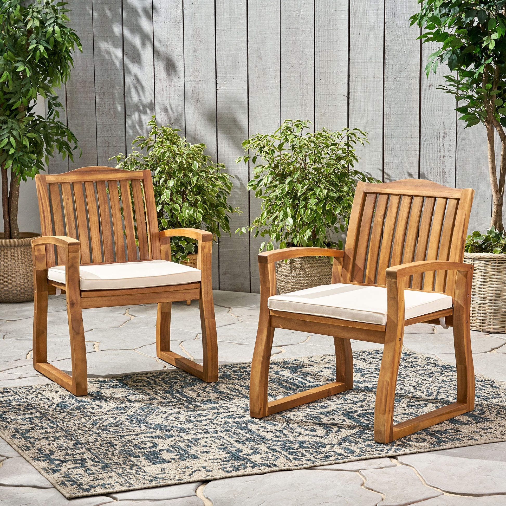 Della Wood Kd Armchair Cream Acacia Wood