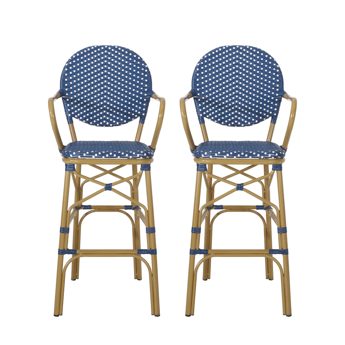 Barstool Navy Blue Wicker