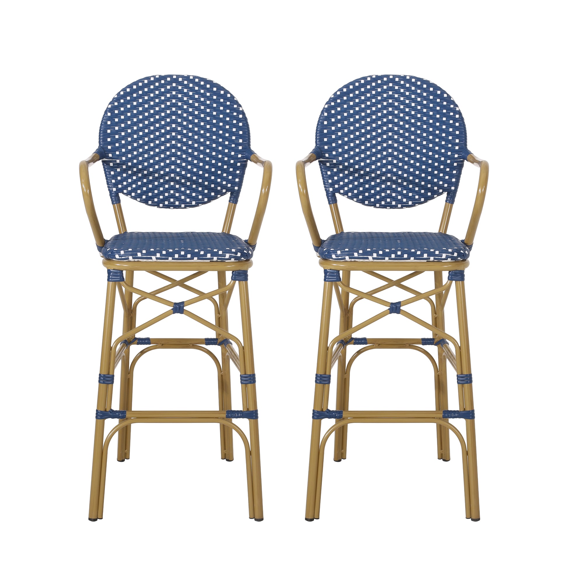 Barstool Navy Blue Wicker