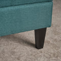 Storage Ottoman Teal Wood Fabric