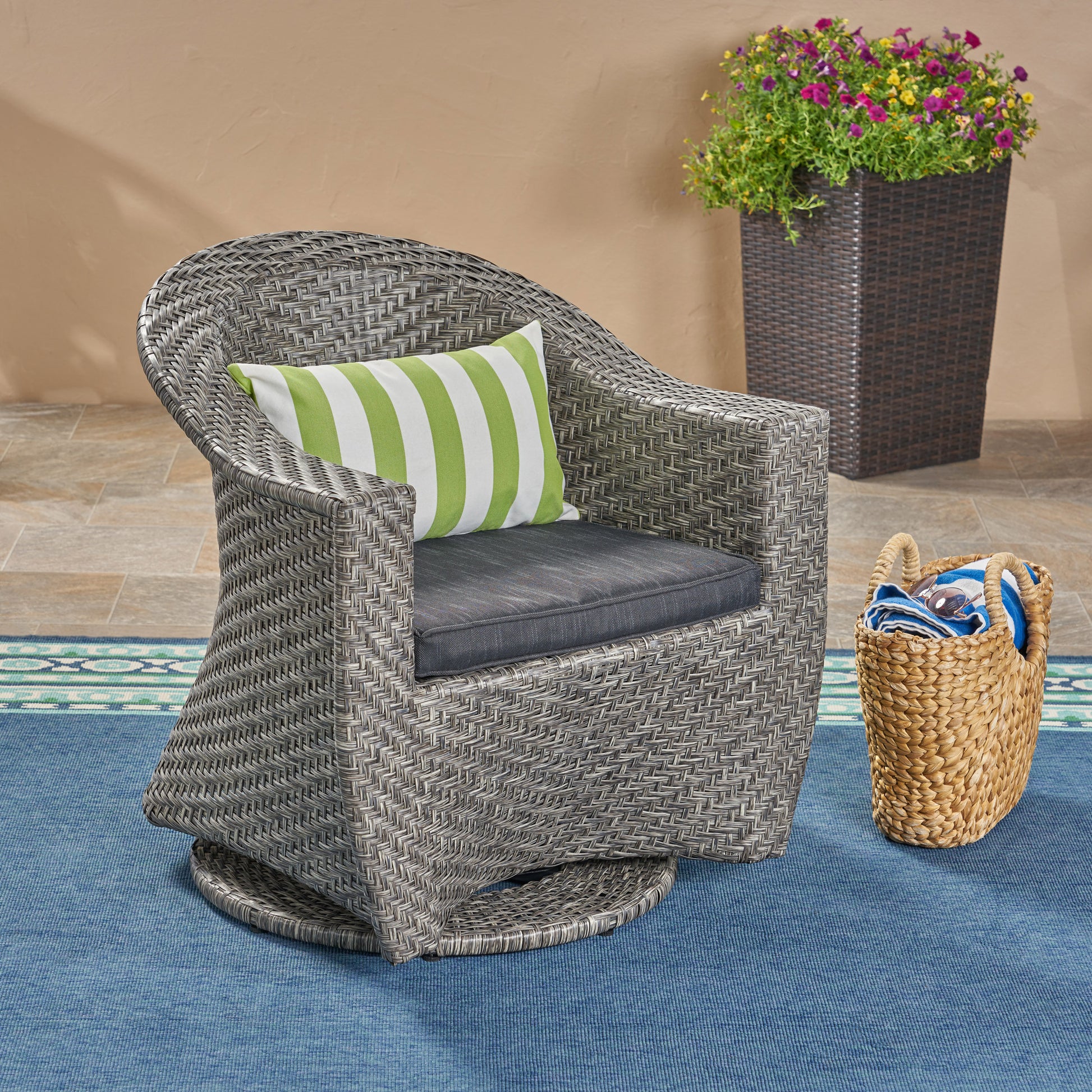 Larchmont Swivel Chair Grey Black Fabric