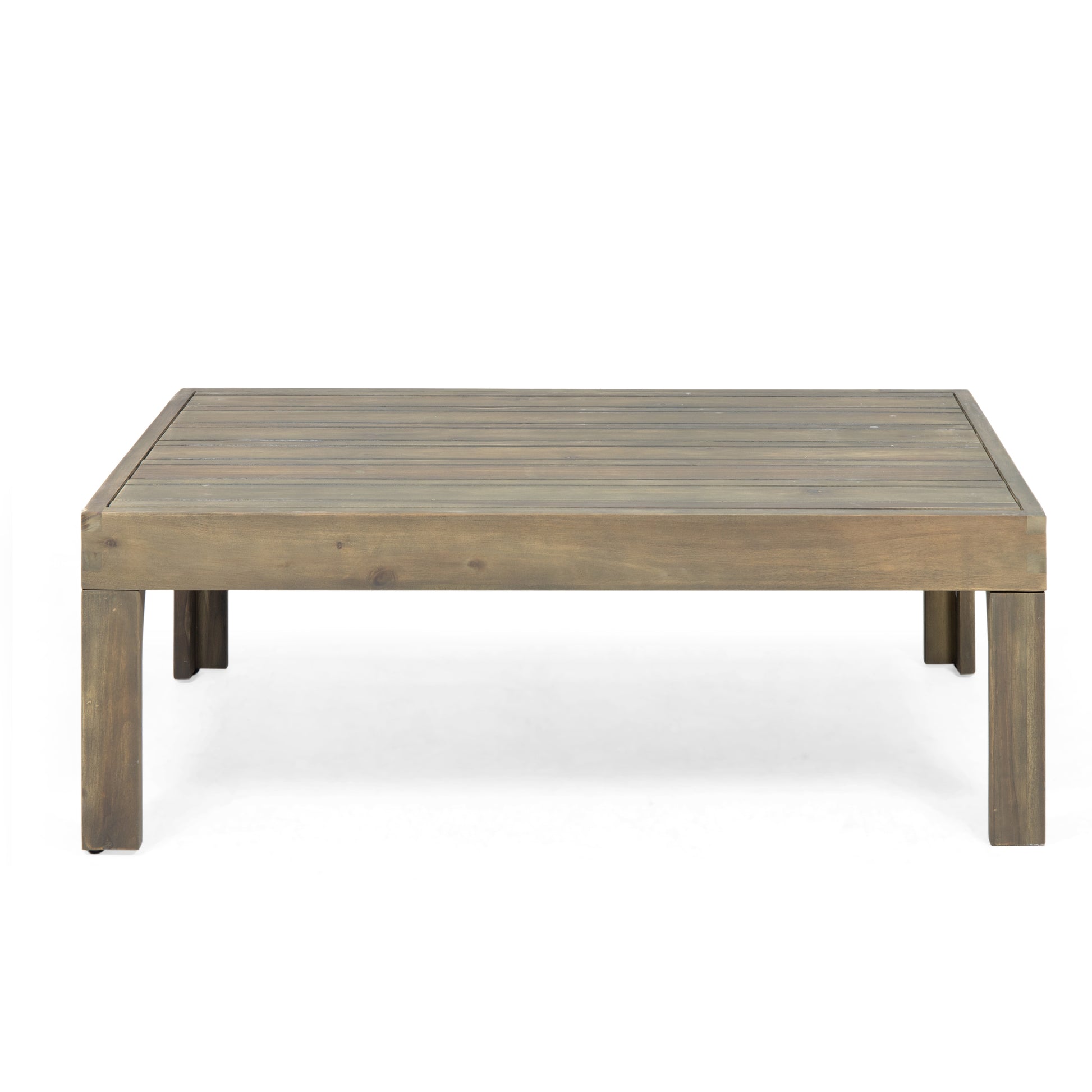 Outdoor Acacia Wood And Wicker Loveseat And Coffee Table Set With Cushions, Gray Mixed Gray Dark Gray Gray Acacia Wood