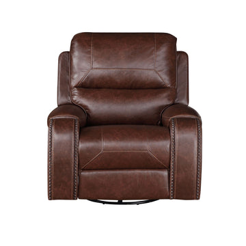 Keily Manual Motion Swivel Recliner Dark Brown Dark Brown Faux Leather