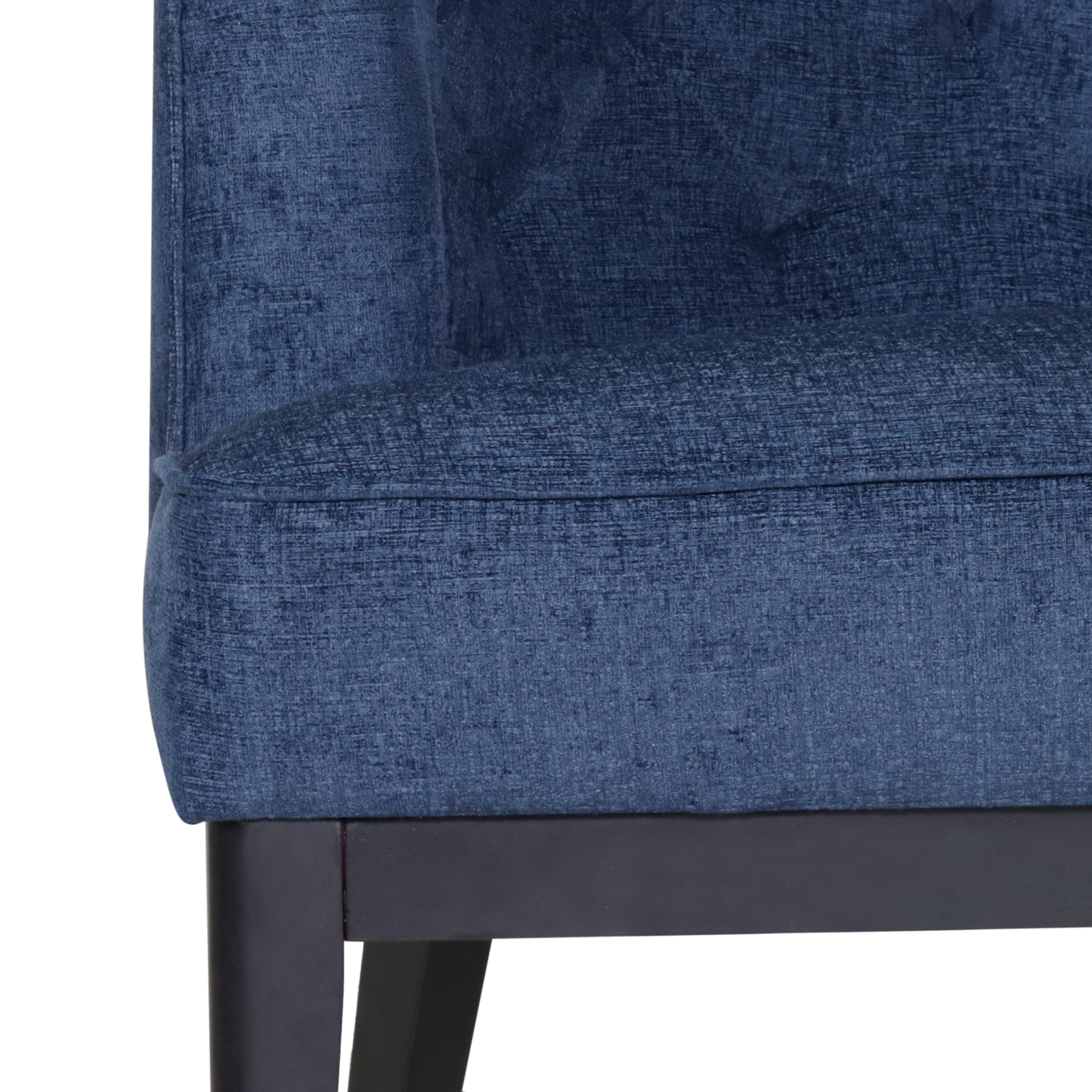 Accent Chair Navy Blue Wood Fabric