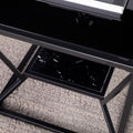 Argall Glass Top Cocktail Table W Storage Black Iron